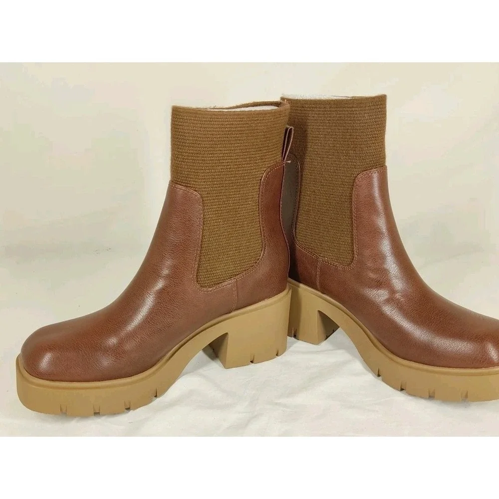 SUN STONE‎ Womens Verityy Faux Leather Ankle Boots | Walnut | 9.5M